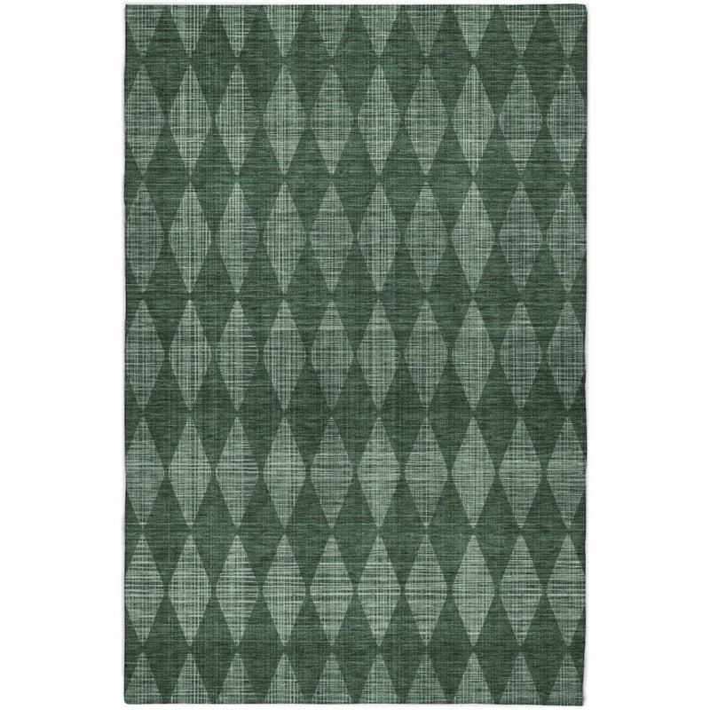 3' X 5' Olive Green And Charcoal Geometric Shag Washable Area Rug With UV Protection