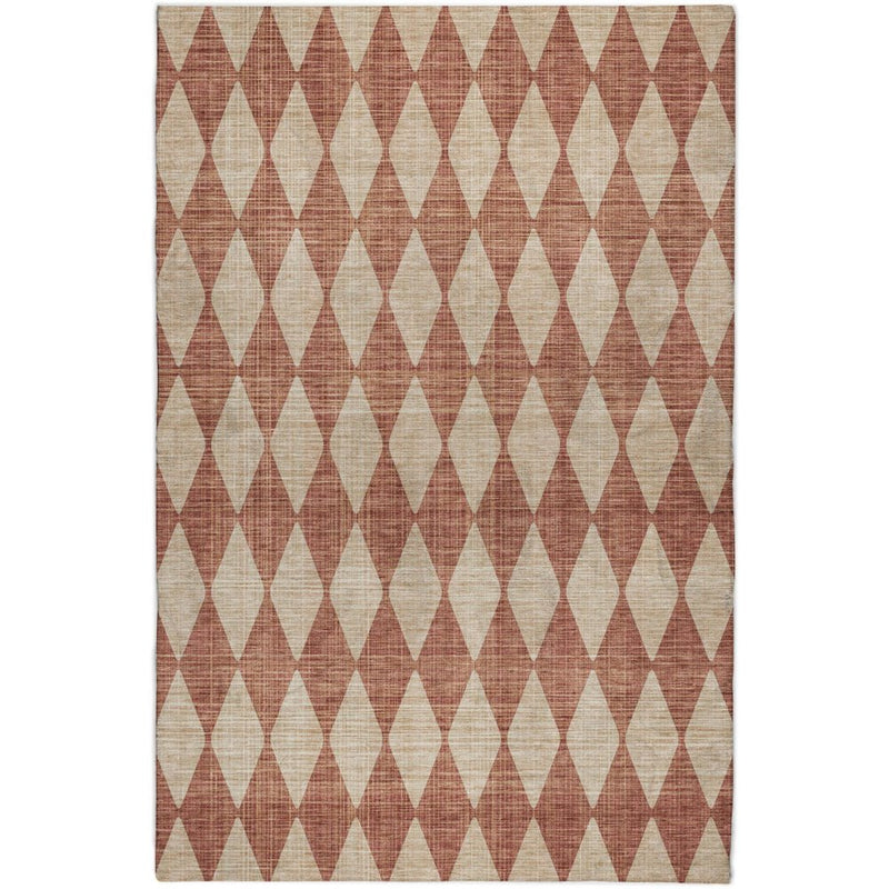 3' X 5' Orange And Copper Geometric Shag Washable Area Rug With UV Protection