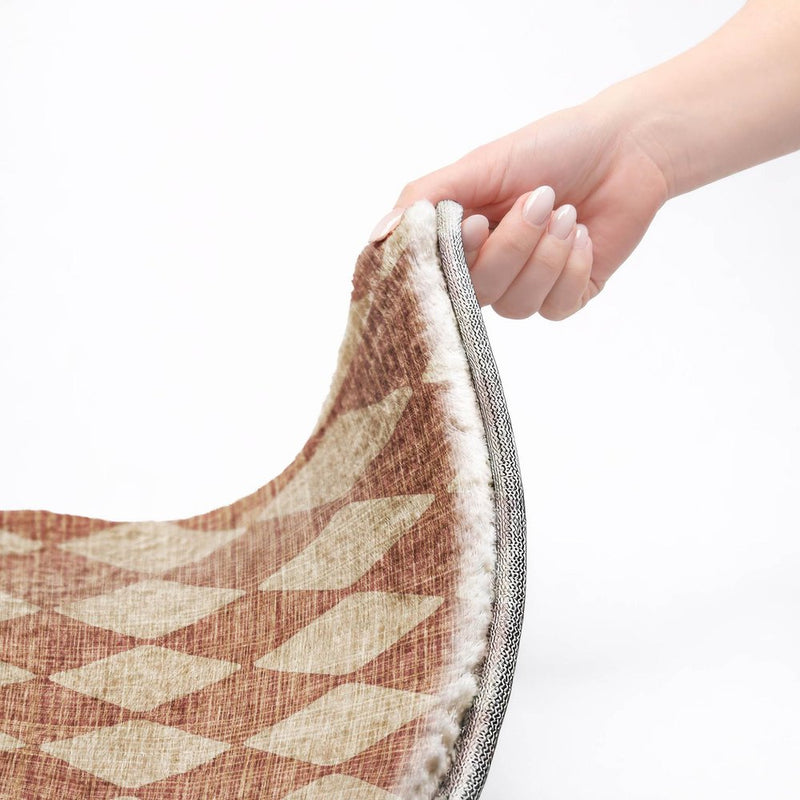 3' X 5' Orange And Copper Geometric Shag Washable Area Rug With UV Protection