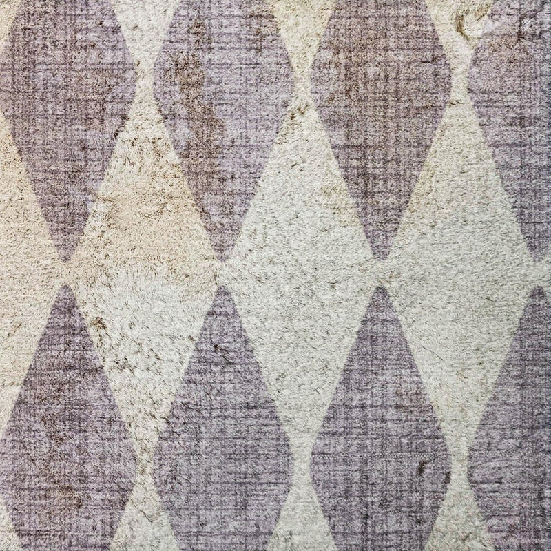 3' X 5' Purple And Lilac Geometric Shag Washable Area Rug With UV Protection