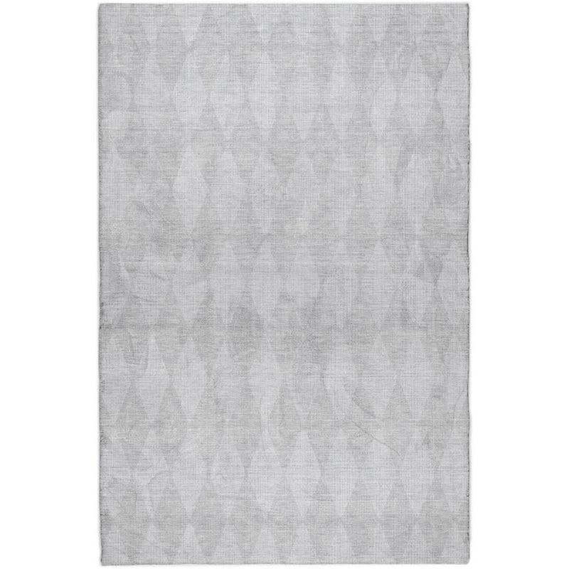 8' X 10' Pewter And Silver Geometric Shag Washable Area Rug With UV Protection