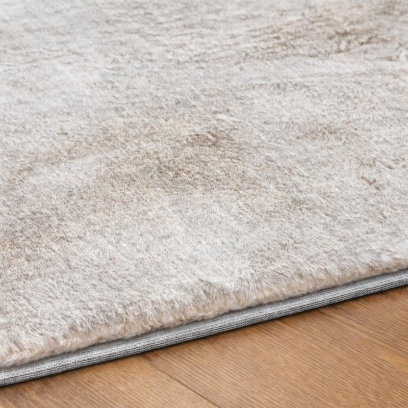 8' X 10' Pewter And Silver Geometric Shag Washable Area Rug With UV Protection