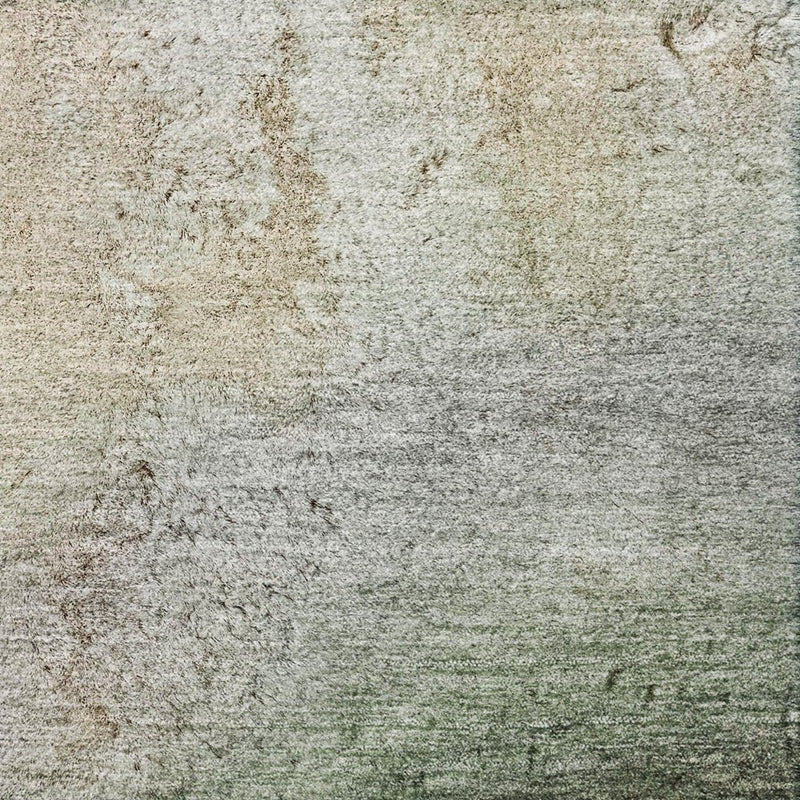 9' X 12' Green And Silver Abstract Shag Washable Area Rug With UV Protection