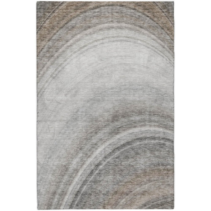 9' X 12' Gray And Silver Abstract Shag Washable Area Rug With UV Protection