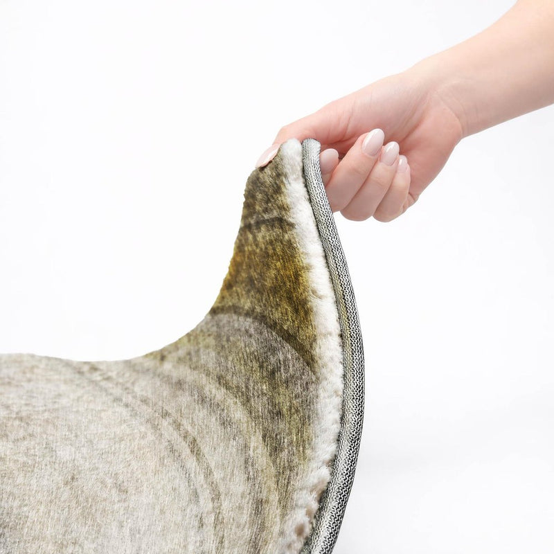 8' Taupe And Gray Abstract Shag Washable Round Rug With UV Protection