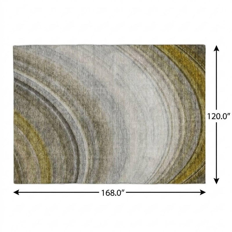 10' X 14' Taupe And Gray Abstract Shag Washable Area Rug With UV Protection