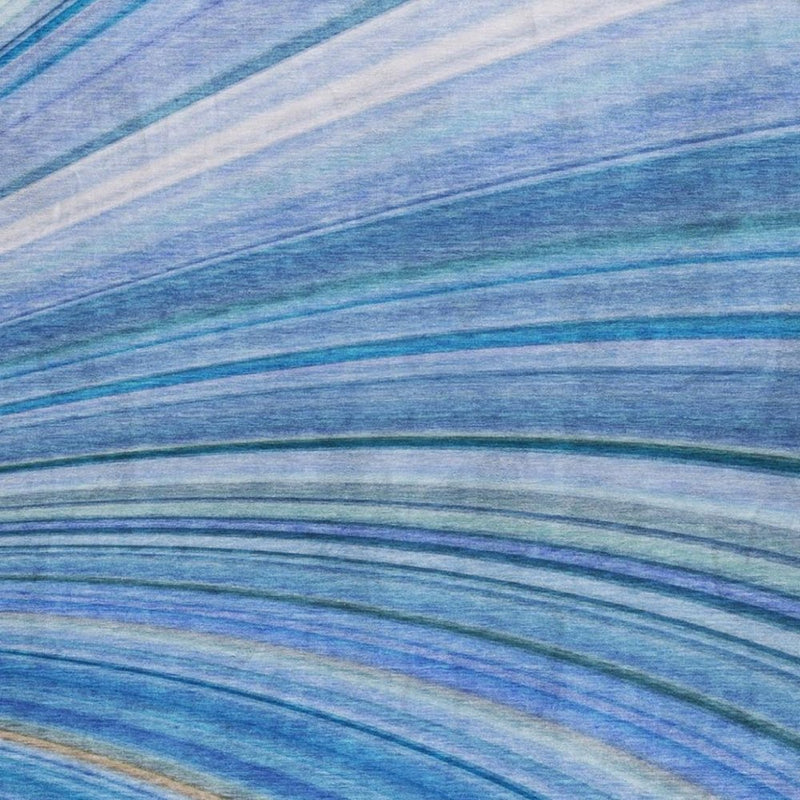 3' X 5' Blue And Denim Blue Striped Shag Washable Area Rug With UV Protection