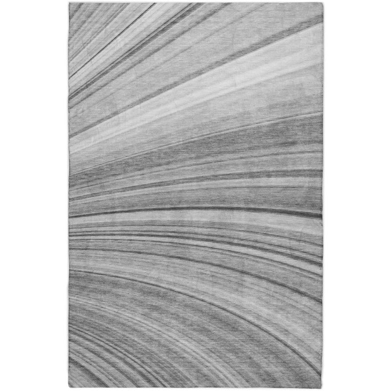 9' X 12' Gray And Silver Striped Shag Washable Area Rug With UV Protection