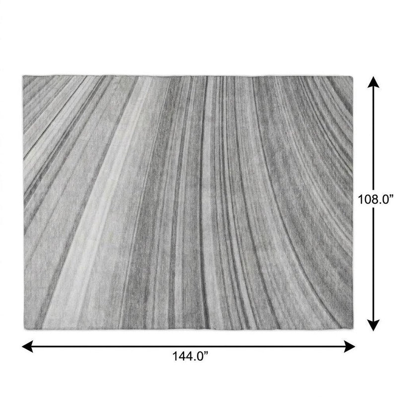 9' X 12' Gray And Silver Striped Shag Washable Area Rug With UV Protection