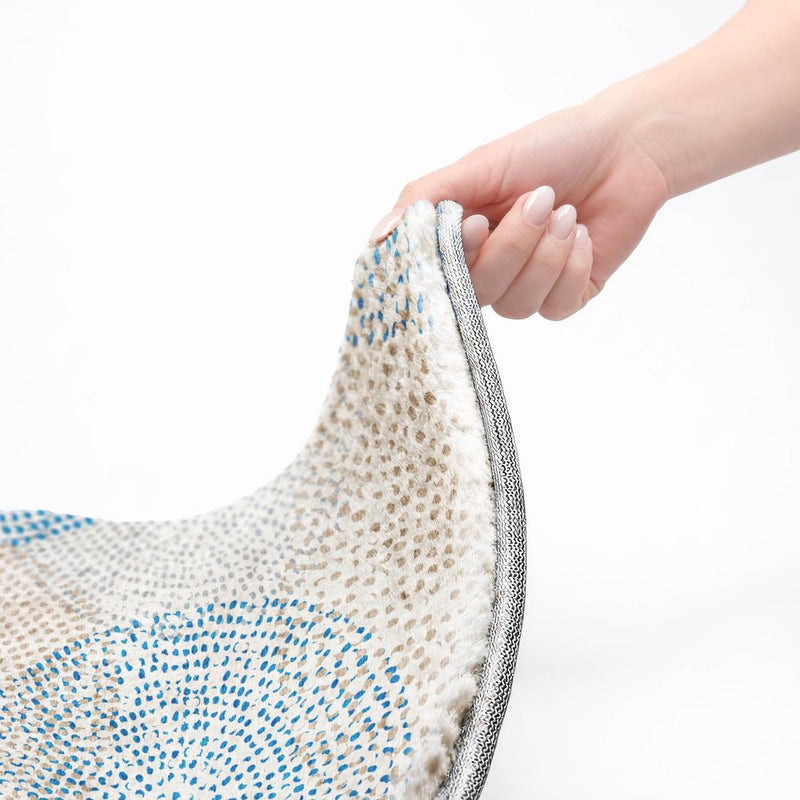 9' X 12' Ivory And Blue Polka Dot Shag Washable Area Rug With UV Protection