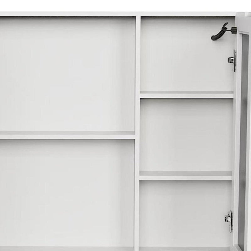 5" White Glass Wall Mounted No Textural Detailing Double Door Medicine Cabinet