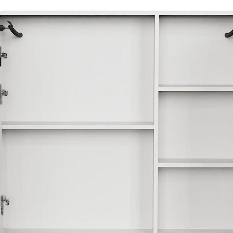 5" White Glass Wall Mounted No Textural Detailing Double Door Medicine Cabinet
