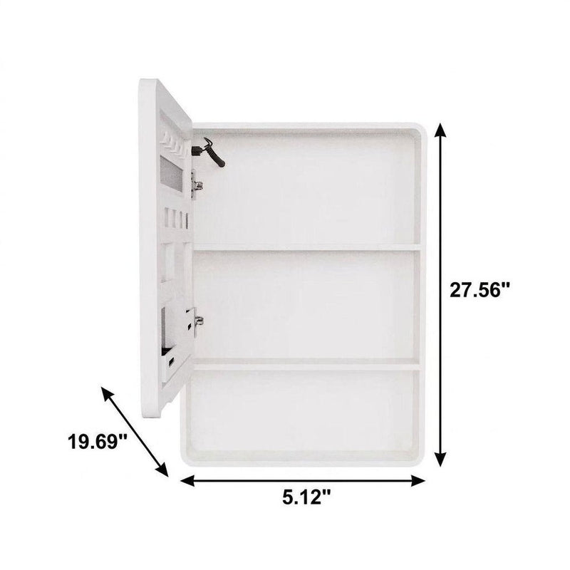 5" White Glass Wall Mounted No Textural Detailing Single Door Medicine Cabinet