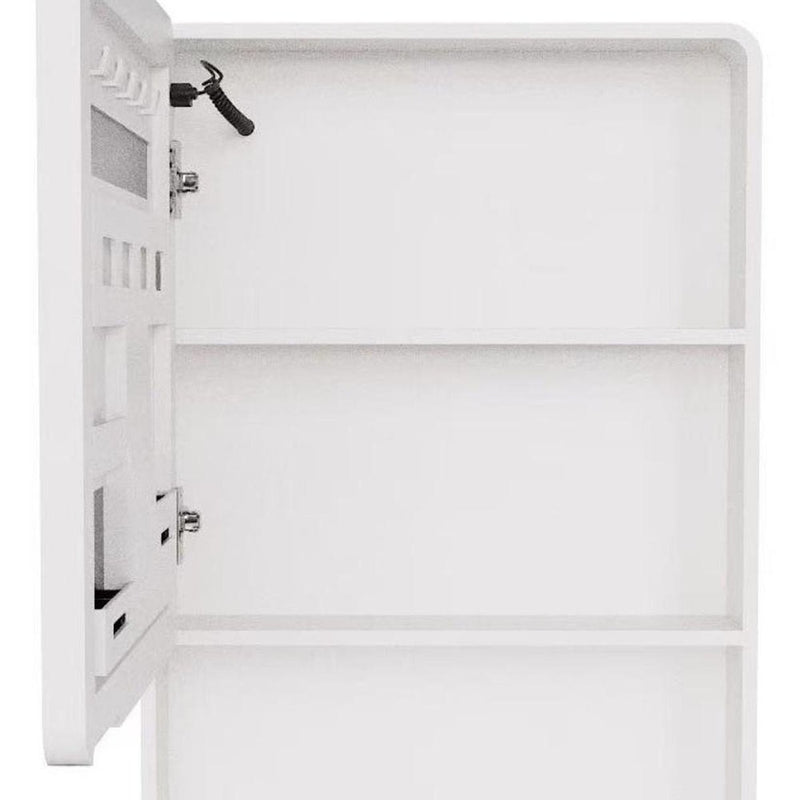 5" White Glass Wall Mounted No Textural Detailing Single Door Medicine Cabinet
