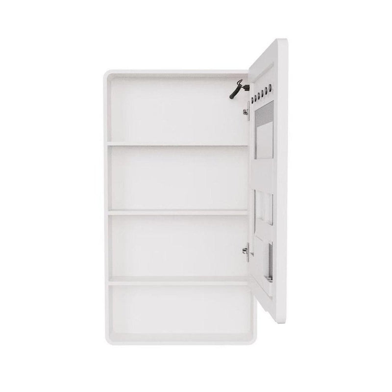 5" White Glass Wall Mounted No Textural Detailing Single Door Medicine Cabinet