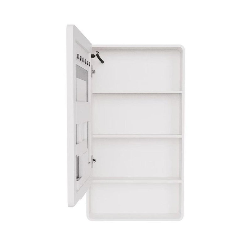 5" White Glass Wall Mounted No Textural Detailing Single Door Medicine Cabinet