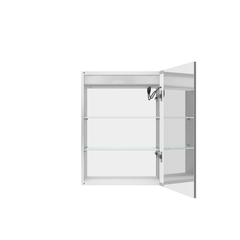 20" Silver Glass Wall Mounted No Textural Detailing Single Door Medicine Cabinet
