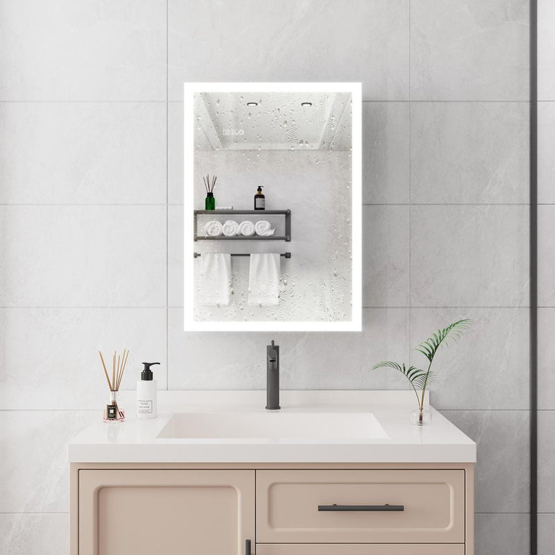 20" Silver Glass Wall Mounted No Textural Detailing Single Door Medicine Cabinet