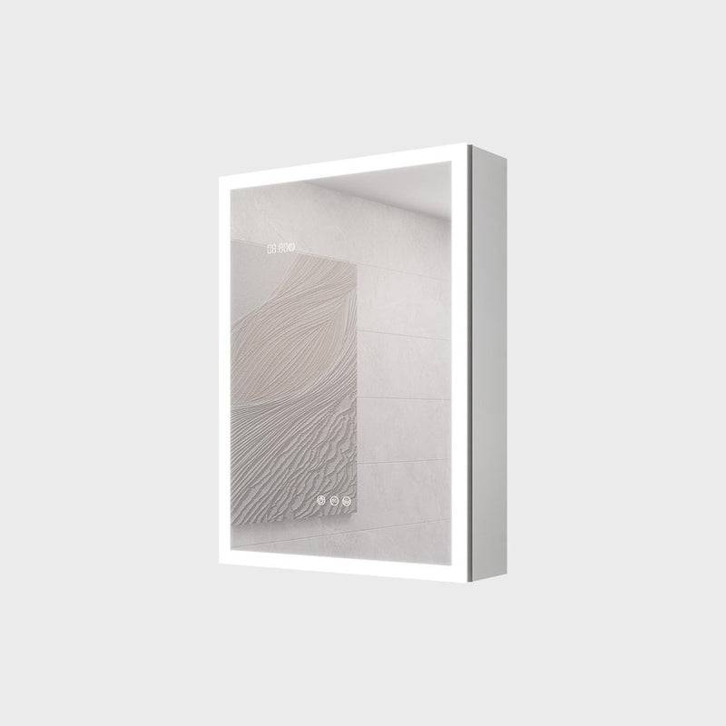 20" Silver Glass Wall Mounted No Textural Detailing Single Door Medicine Cabinet