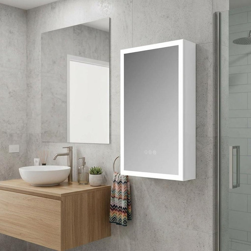 16" Silver Glass Wall Mounted No Textural Detailing Single Door Medicine Cabinet