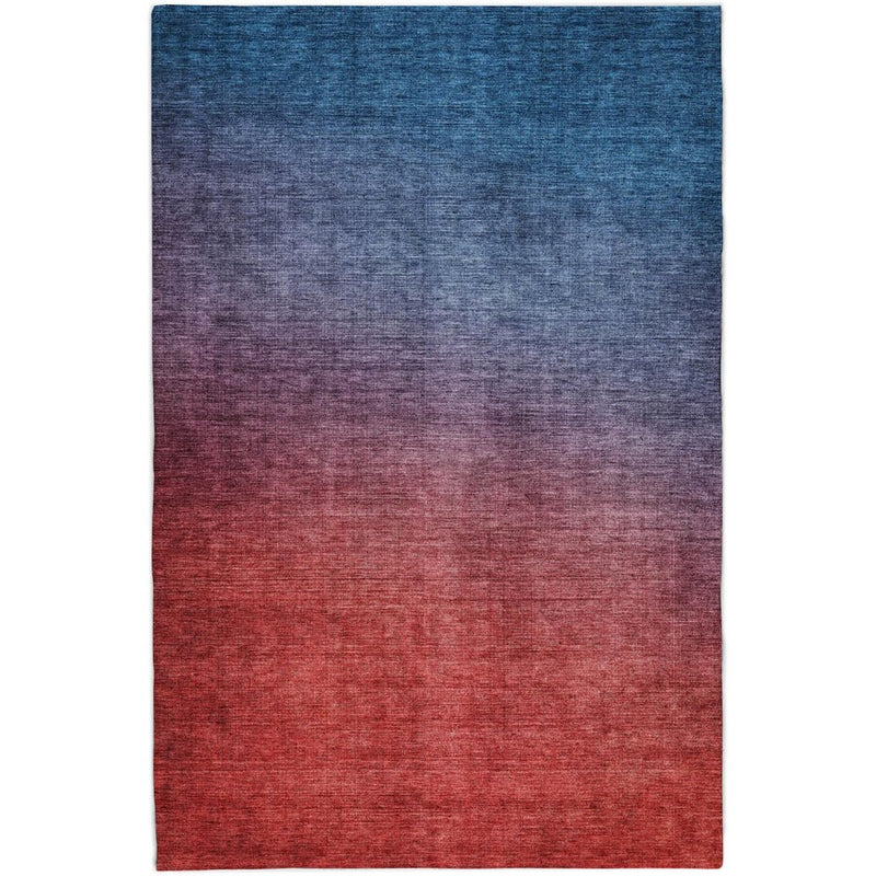9' X 12' Navy Blue And Red Ombre Shag Washable Area Rug With UV Protection