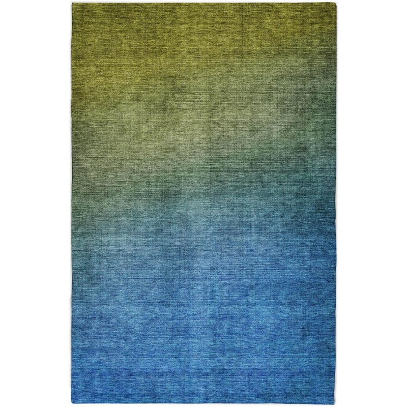 8' X 10' Olive Green And Blue Ombre Shag Washable Area Rug With UV Protection