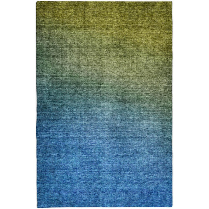 8' X 10' Olive Green And Blue Ombre Shag Washable Area Rug With UV Protection