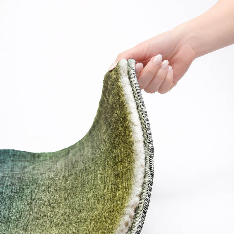 8' X 10' Olive Green And Blue Ombre Shag Washable Area Rug With UV Protection