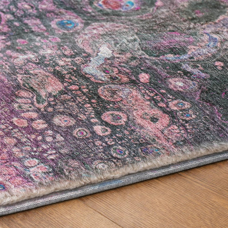 3' X 5' Blue And Sky Blue Abstract Shag Washable Area Rug With UV Protection