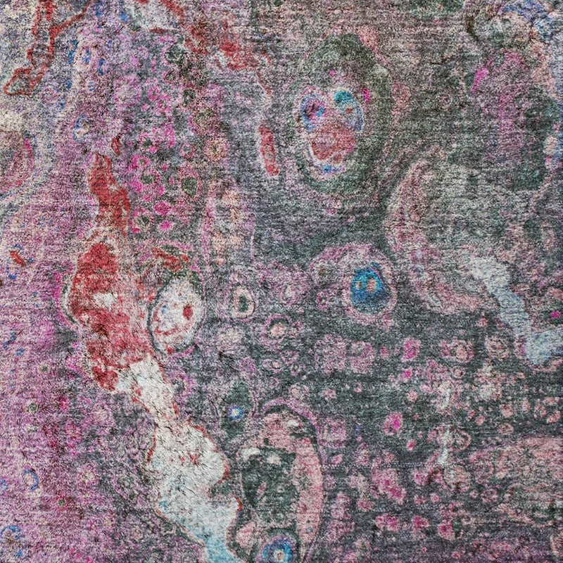 3' X 5' Blue And Sky Blue Abstract Shag Washable Area Rug With UV Protection