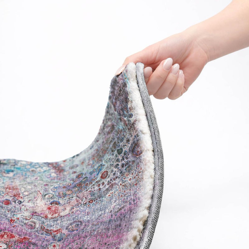 5' X 8' Blue And Sky Blue Abstract Shag Washable Area Rug With UV Protection