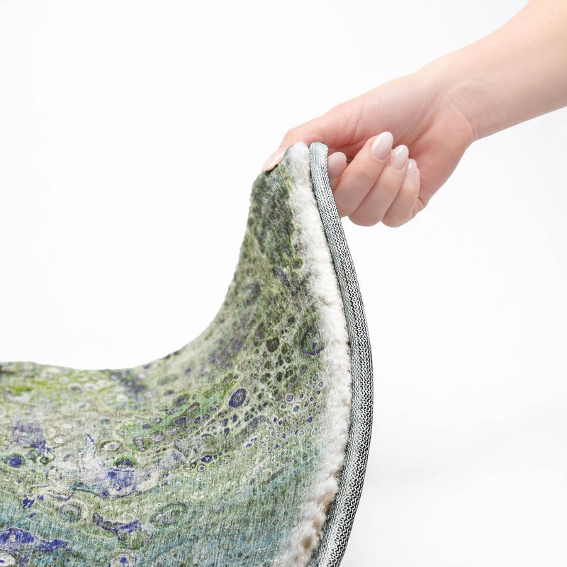 5' X 8' Green And Lime Green Abstract Shag Washable Area Rug With UV Protection