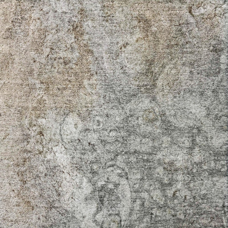 9' X 12' Silver And Gray Abstract Shag Washable Area Rug With UV Protection
