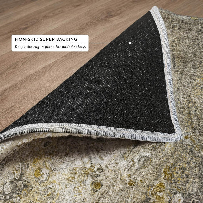 3' X 5' Taupe And Brown Abstract Shag Washable Area Rug With UV Protection