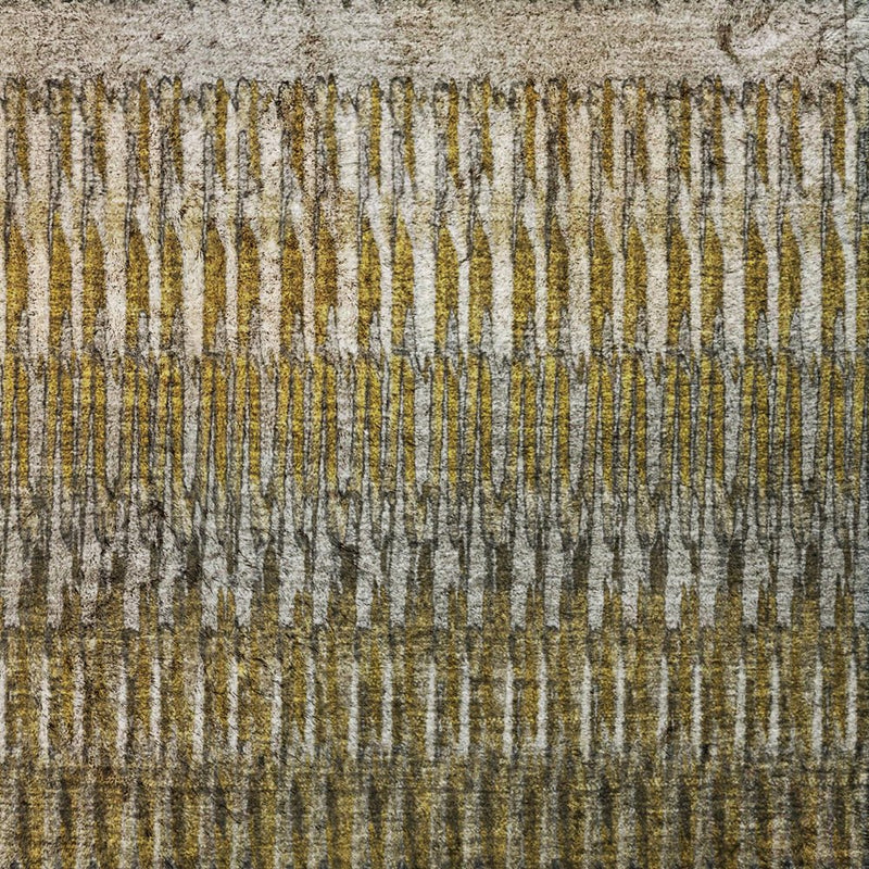 5' X 8' Coffee And Brown Striped Shag Washable Area Rug With UV Protection