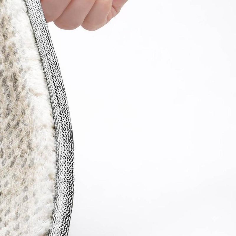 5' X 8' Silver And Ivory Geometric Shag Washable Area Rug With UV Protection