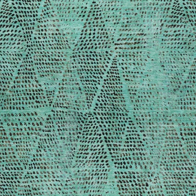 3' X 5' Teal And Charcoal Geometric Shag Washable Area Rug With UV Protection