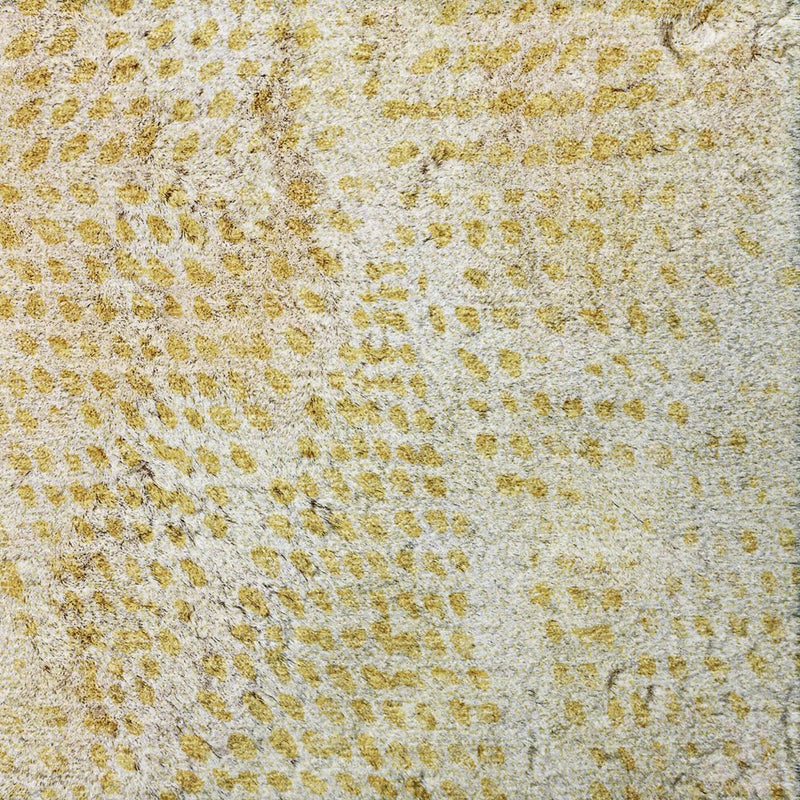 9' X 12' Wheat And Gold Geometric Shag Washable Area Rug With UV Protection