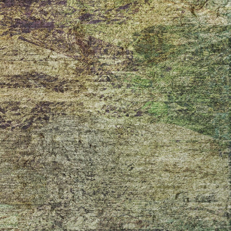 3' X 5' Beige And Green Abstract Shag Washable Area Rug With UV Protection
