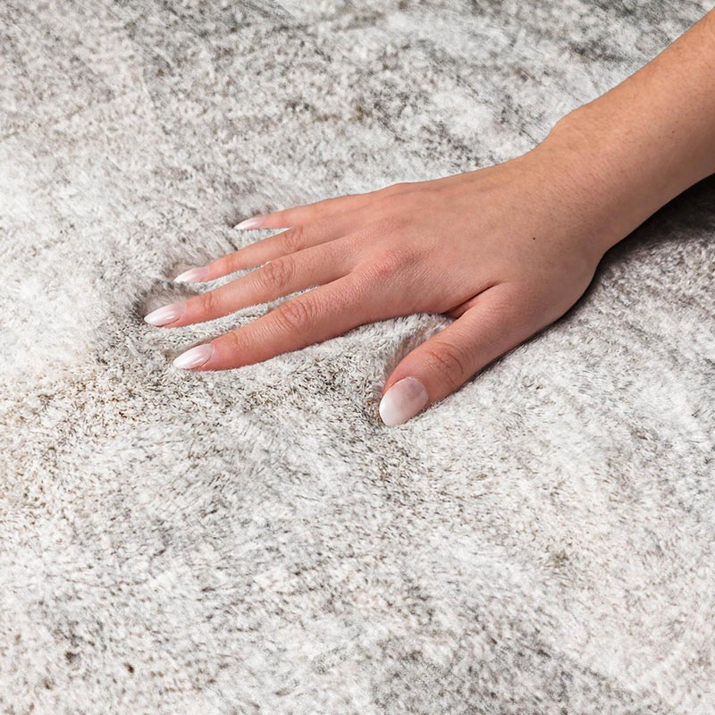 5' X 8' Silver And Gray Abstract Shag Washable Area Rug With UV Protection