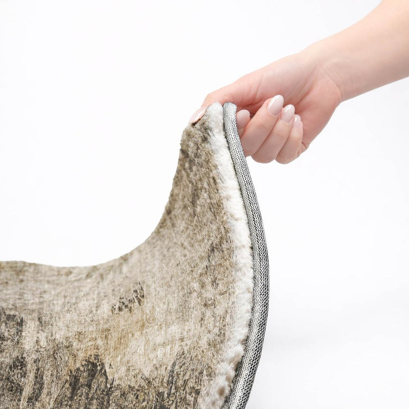 8' Taupe And Beige Abstract Shag Washable Round Rug With UV Protection