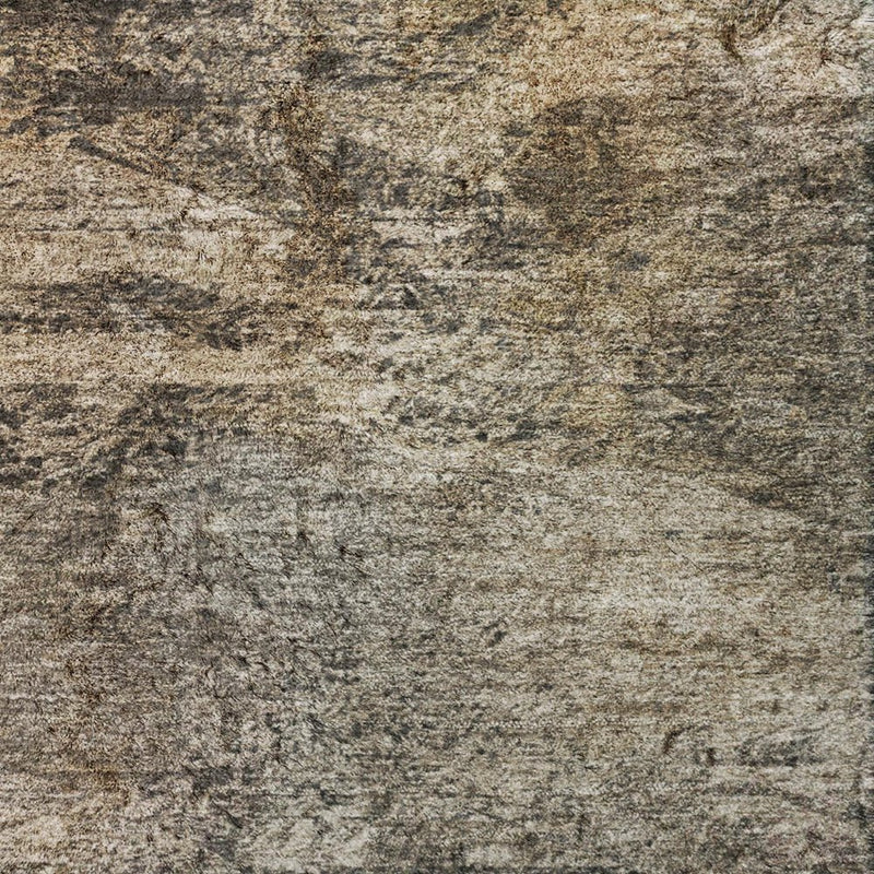 8' Taupe And Beige Abstract Shag Washable Round Rug With UV Protection