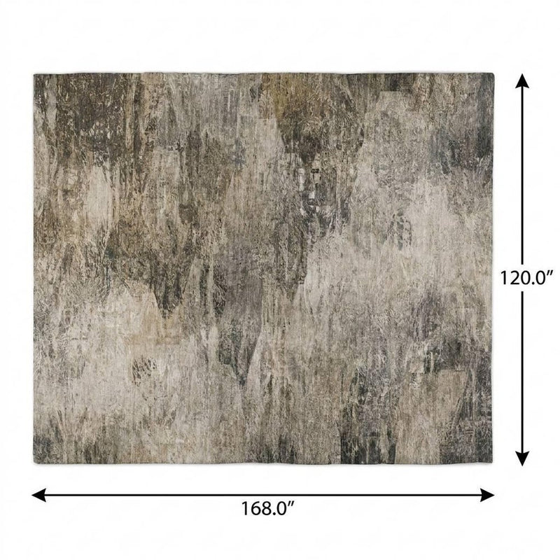 10' X 14' Taupe And Beige Abstract Shag Washable Area Rug With UV Protection