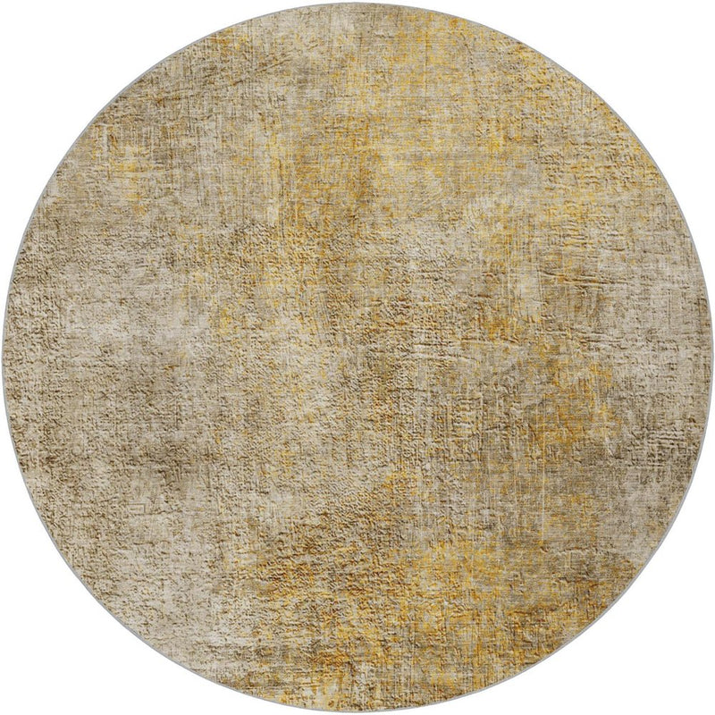 8' Beige And Taupe Abstract Shag Washable Round Rug With UV Protection