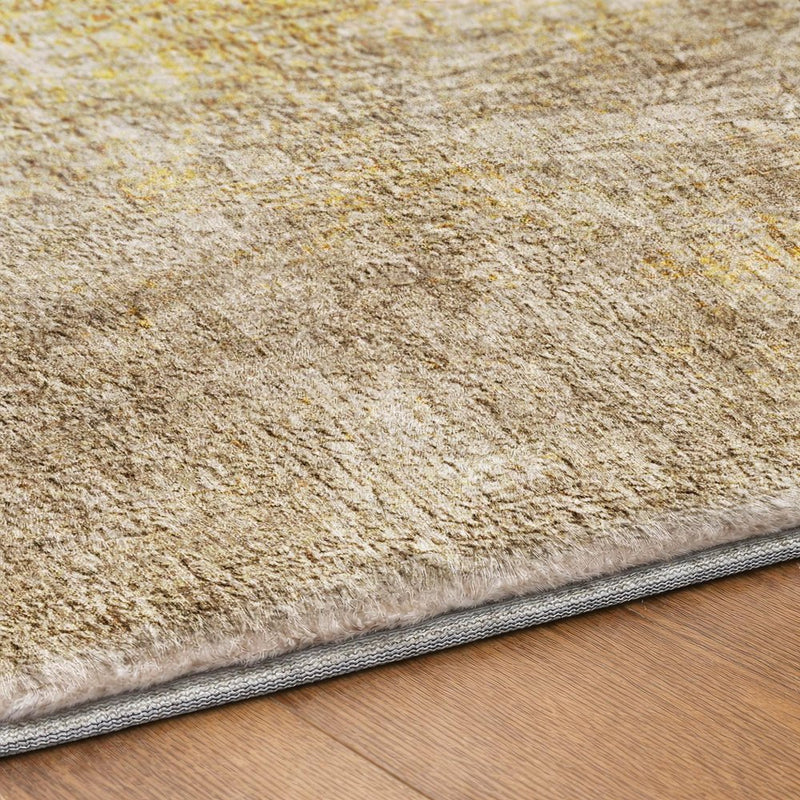 10' X 14' Beige And Taupe Abstract Shag Washable Area Rug With UV Protection