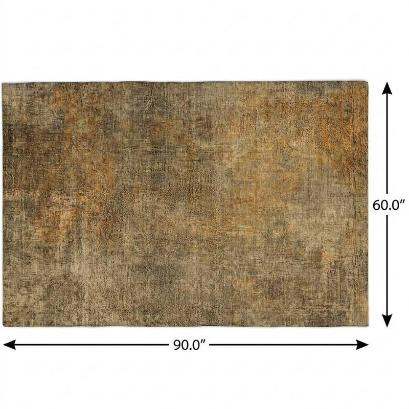 5' X 8' Brown And Beige Abstract Shag Washable Area Rug With UV Protection