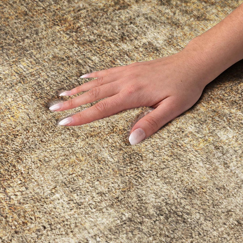 5' X 8' Brown And Beige Abstract Shag Washable Area Rug With UV Protection