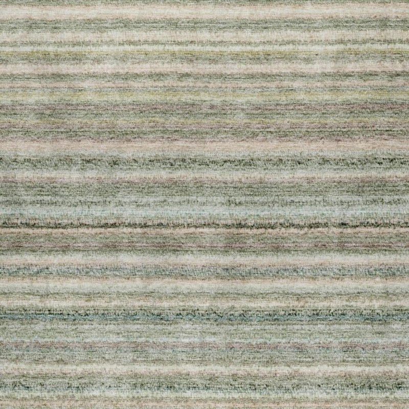 5' X 8' Sage And Mint Green Striped Shag Washable Area Rug With UV Protection
