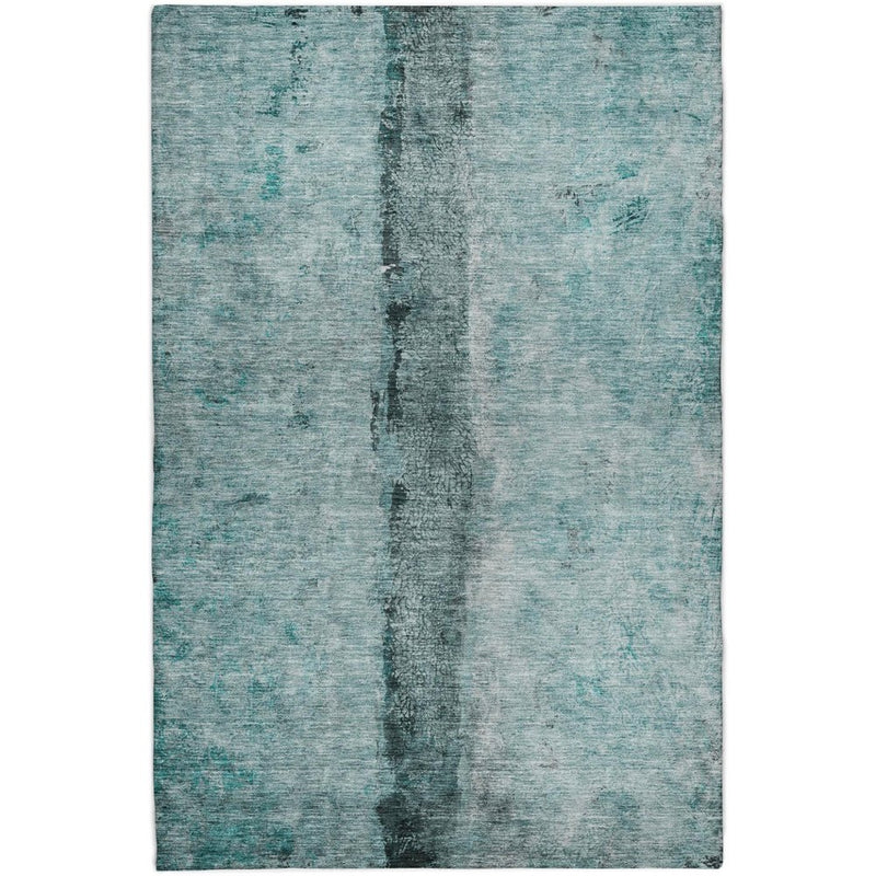 5' X 8' Teal And Aqua Abstract Shag Washable Area Rug With UV Protection