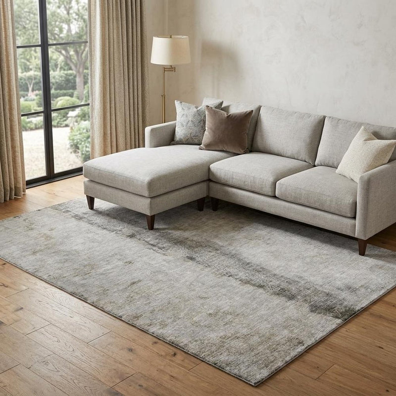 8' X 10' Taupe And Beige Abstract Shag Washable Area Rug With UV Protection